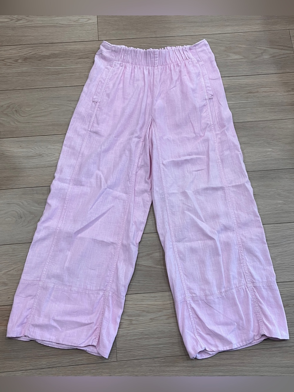 Free People Lavender Pink Linen Wide Leg Pull On Pants Size S